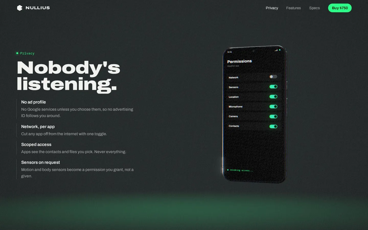 Nullius website screenshot 3