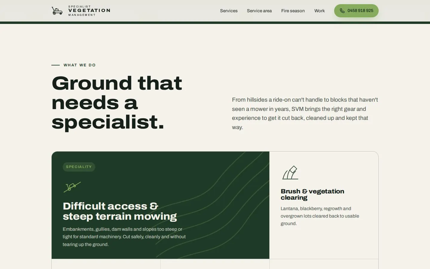 Specialist Vegetation Management website screenshot 2